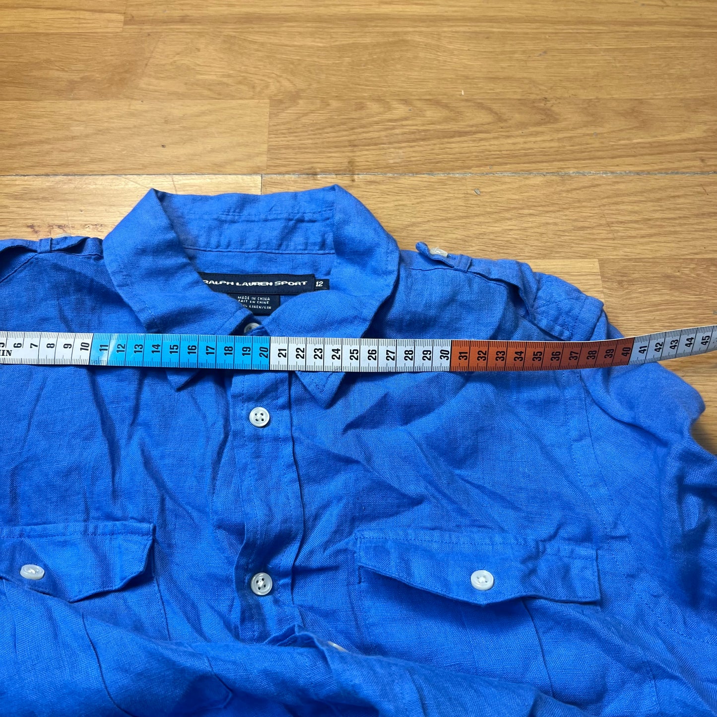 Chemise en lin bleu - Ralph Lauren Sport - Taille 12