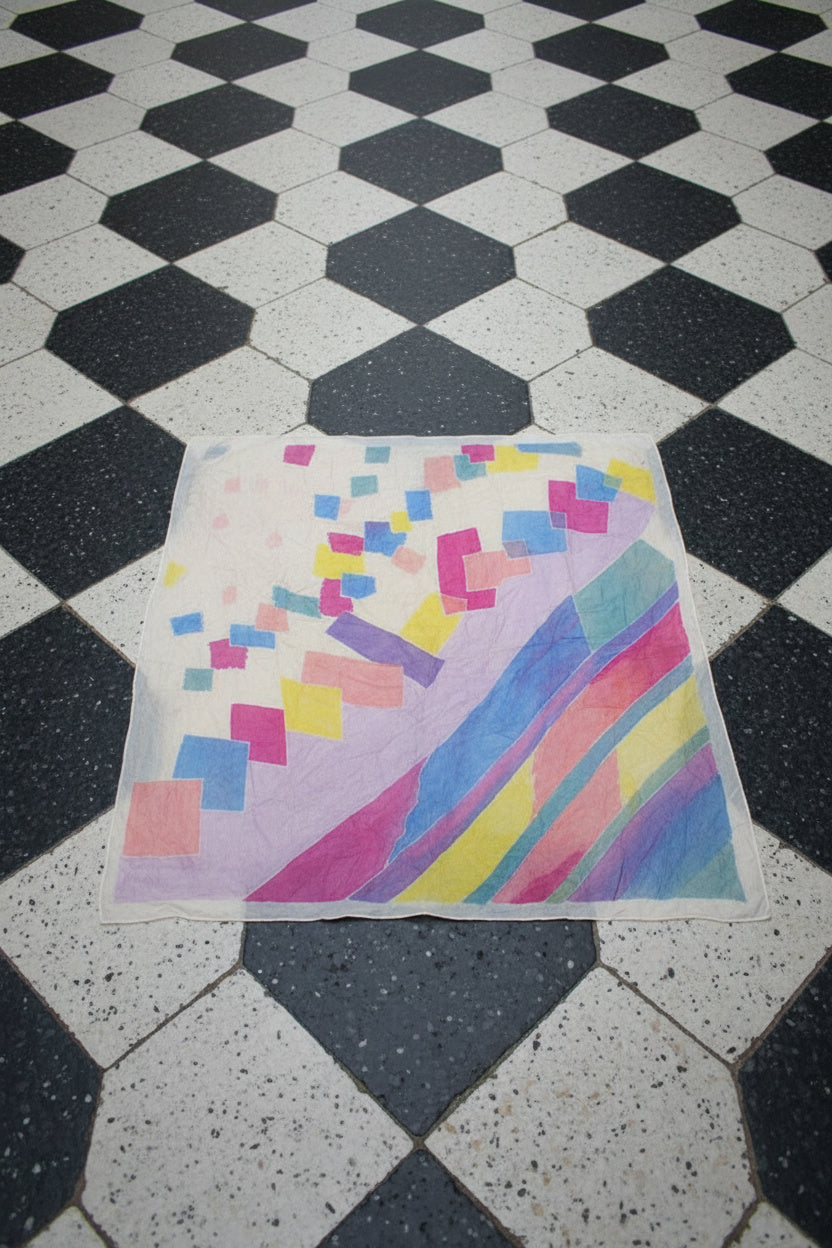 Foulard carré multicolore géométrique – BY SARAH LANG