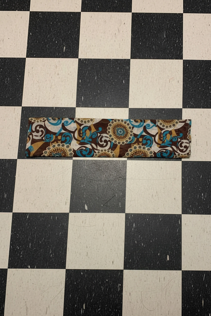 Foulard marron et bleu à motif floral – BY SARAH LANG