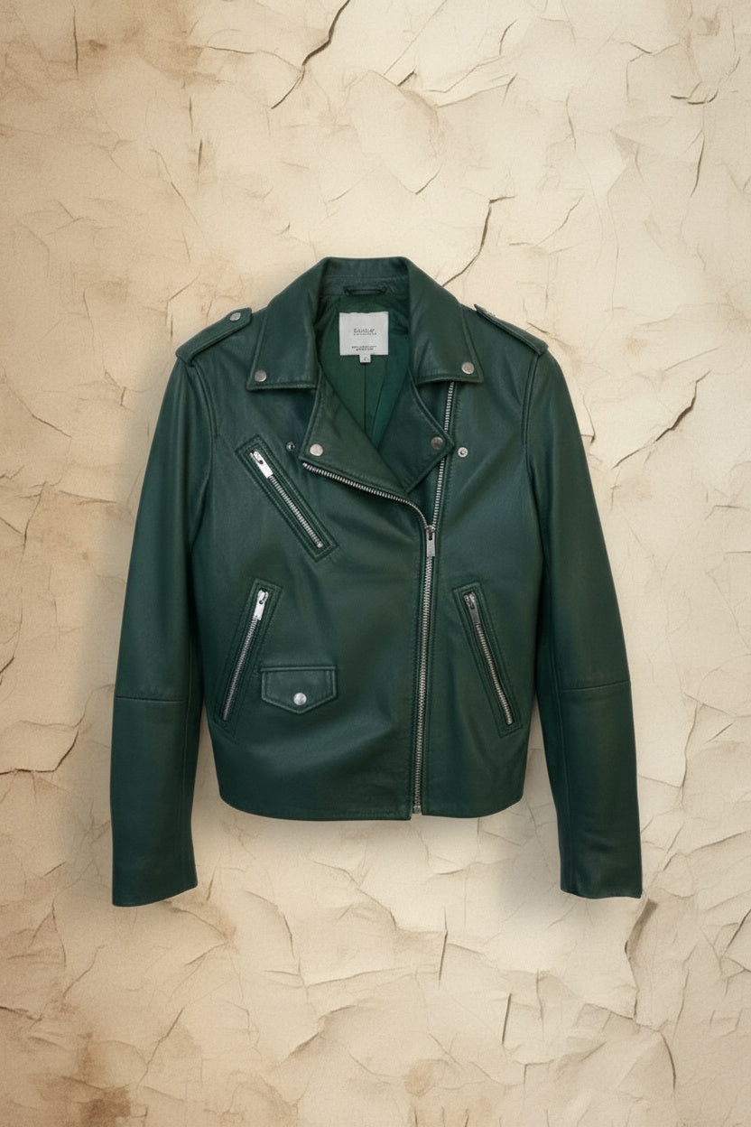 Veste en Cuir Vert Émeraude - Taille M - By CHRIS