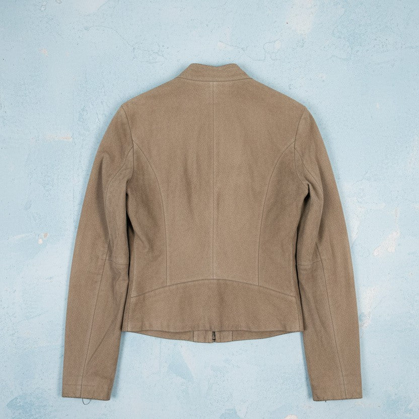 Veste en cuir marron foncé au style utilitaire – By MIA