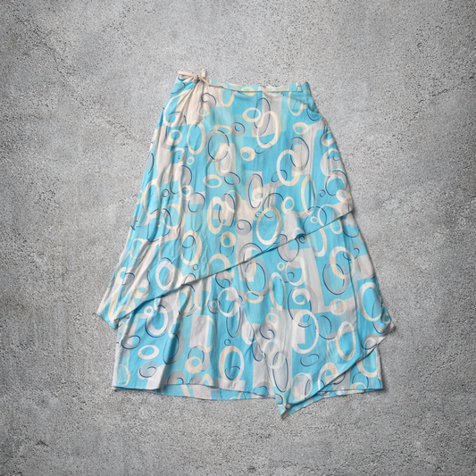 Jupe longue bleu et blanc Y2K – Taille M