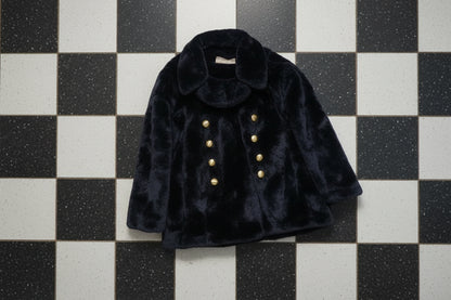 Manteau en fausse fourrure noir ajustable – BY SARAH