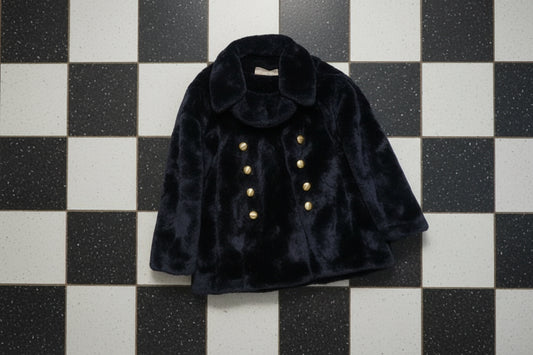 Manteau en fausse fourrure noir ajustable – BY SARAH