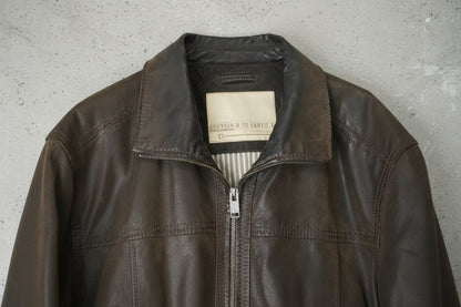 Veste en cuir marron foncé – taille L (oversize)