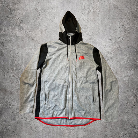 Sweat à capuche zippé gris, noir et rouge - Nike - Taille M
