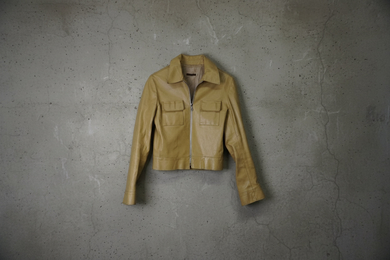 Veste en cuir beige cropped – taille S