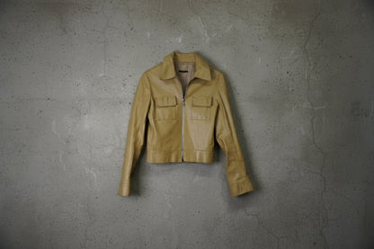 Veste en cuir beige cropped – taille S