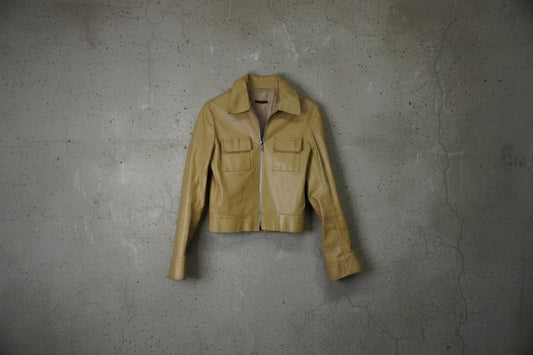 Veste en cuir beige cropped – taille S