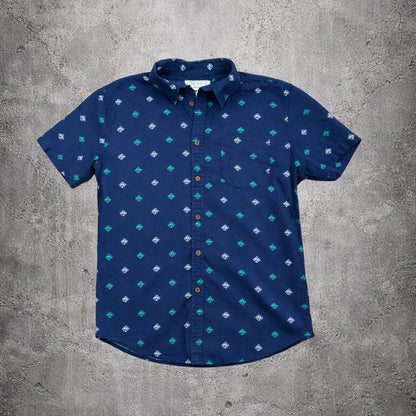 Chemise à manches courtes bleue à motif palmiers - Cactus - Taille S