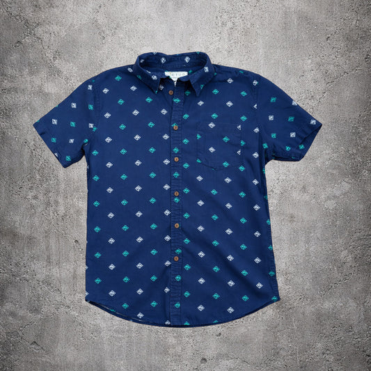 Chemise à manches courtes bleue à motif palmiers - Cactus - Taille S