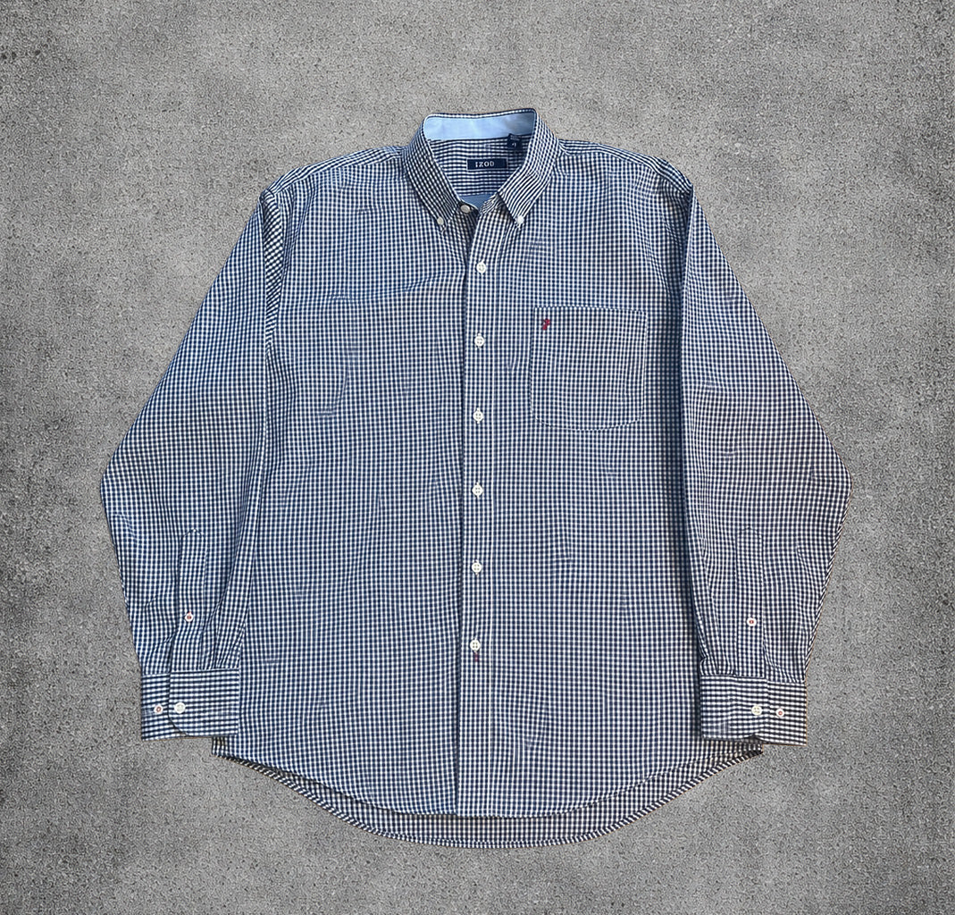 Chemise à carreaux bleu et blanc - IZOD - Taille L