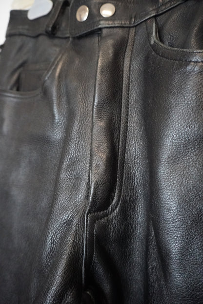Pantalon en cuir noir skinny lacé – BY KER