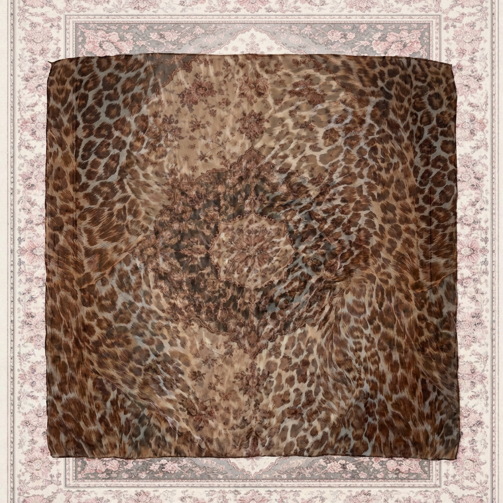 Foulard orange motif léopard – By Iasmine