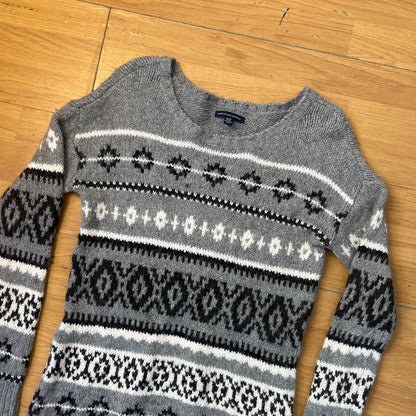 Pull gris motif noir et blanc - American Eagle Outfitters - Taille XS