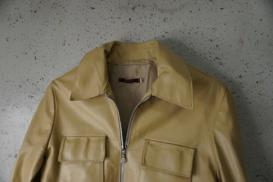 Veste en cuir beige cropped – taille S