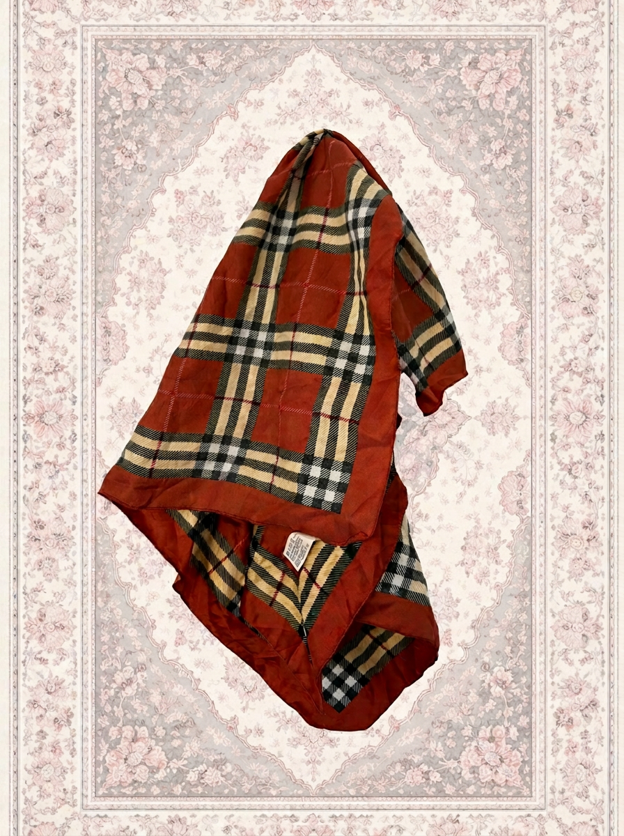 Foulard orange et marron à carreaux – By Iasmine