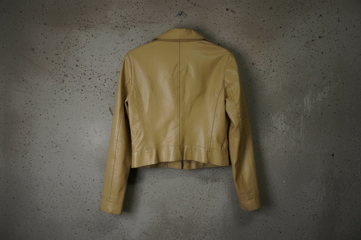 Veste en cuir beige cropped – taille S