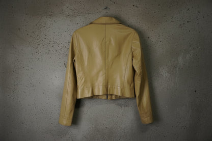 Veste en cuir beige cropped – taille S