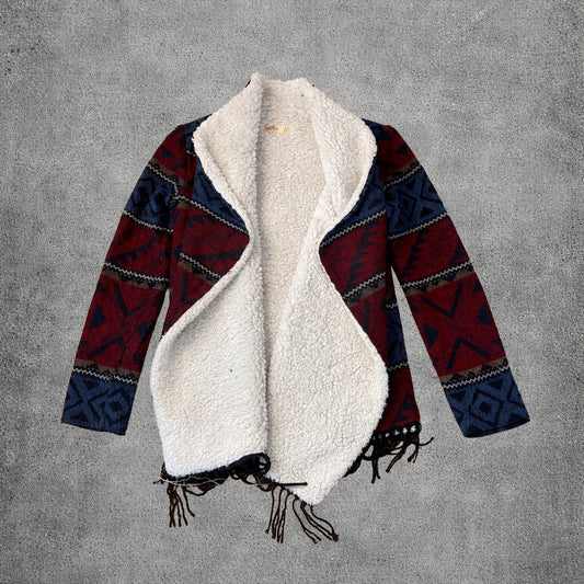 Pull en maille rouge et bleu - Hollister - Taille S