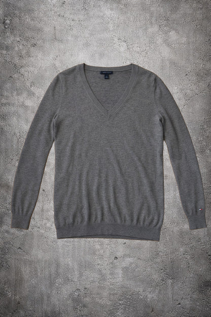 Pull col V gris - Tommy Hilfiger - Taille M