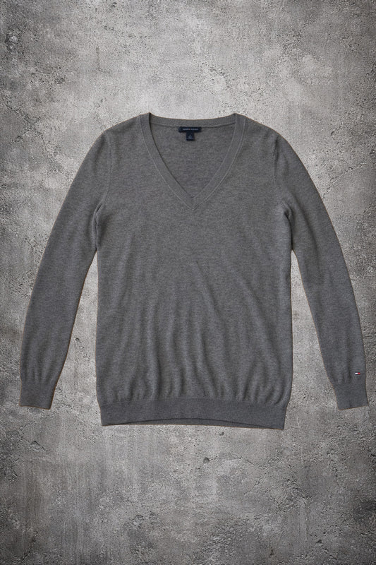 Pull col V gris - Tommy Hilfiger - Taille M