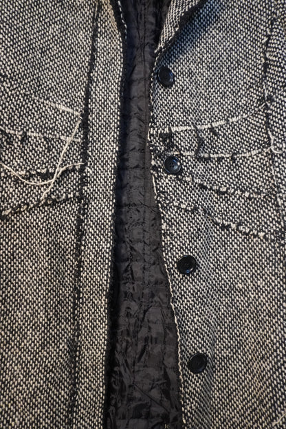 Manteau long noir et blanc effet patchwork – BY SARAH LANG