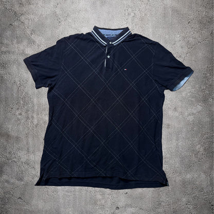 Polo noir Tommy Hilfiger à motifs blancs – Taille XXL