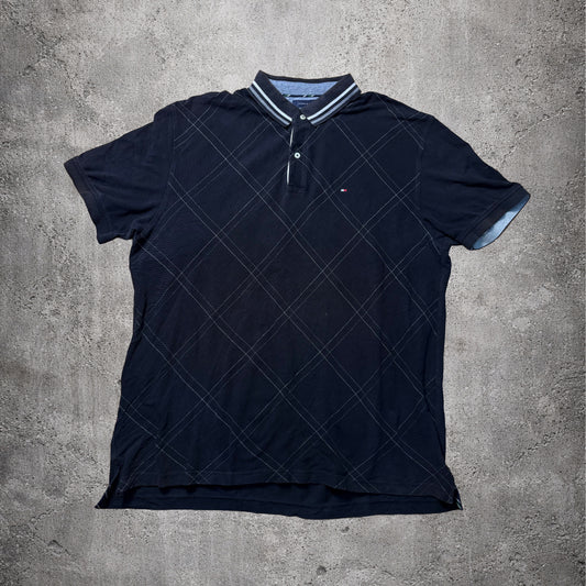 Polo noir Tommy Hilfiger à motifs blancs – Taille XXL