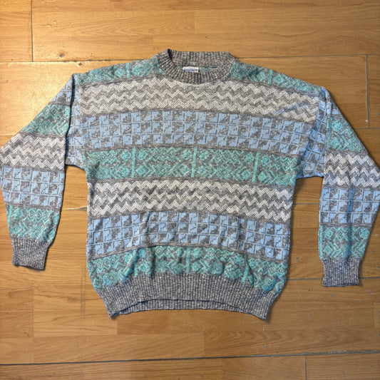 Pull en maille gris et vert - Schiesser - Taille 52