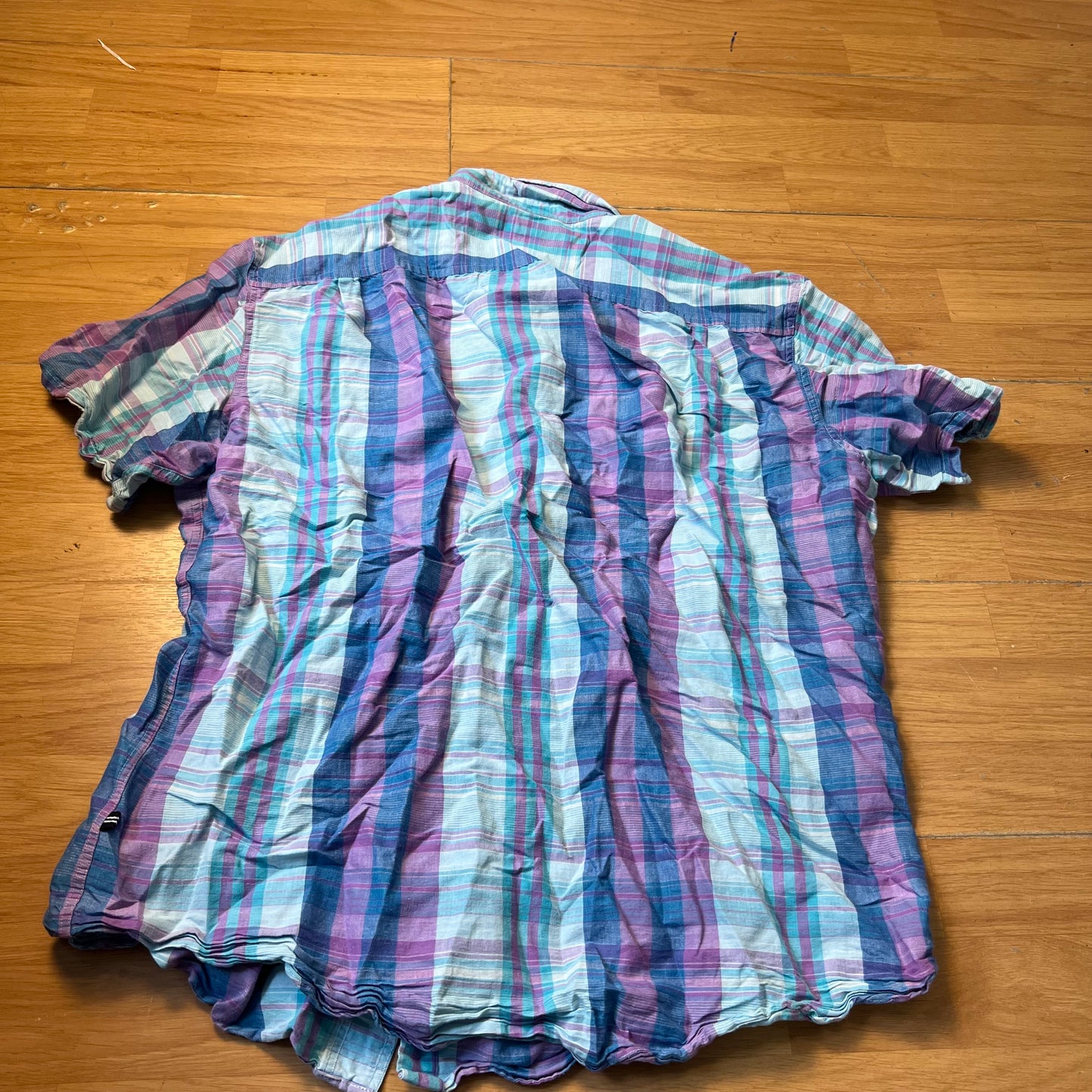 Chemise manches courtes à carreaux bleu et violet - Nautica - Taille L