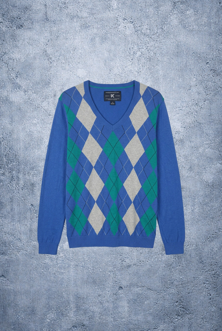 Pull bleu, blanc et vert Tommy Hilfiger – Taille – L