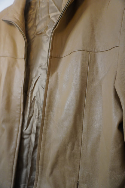Veste en cuir beige-marron – BY SARLOTTE