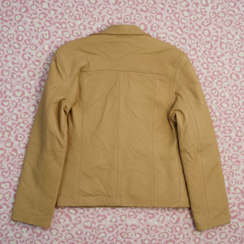 Veste en cuir beige-marron – BY SARLOTTE