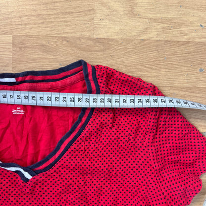 T-shirt col V à pois rouge et noir - Tommy Hilfiger - Taille S