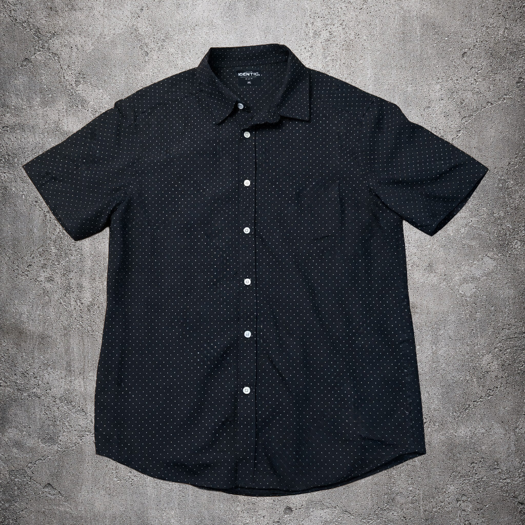 Chemise manches courtes noire à pois blancs - Identic - Taille XL
