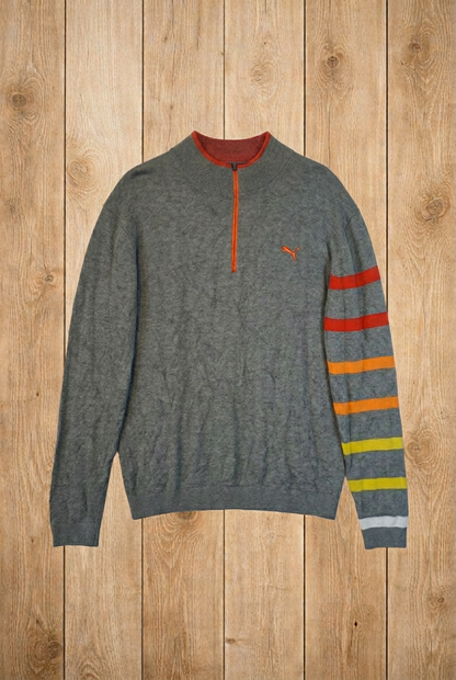 Pull gris à quart de zip – by Béatrice