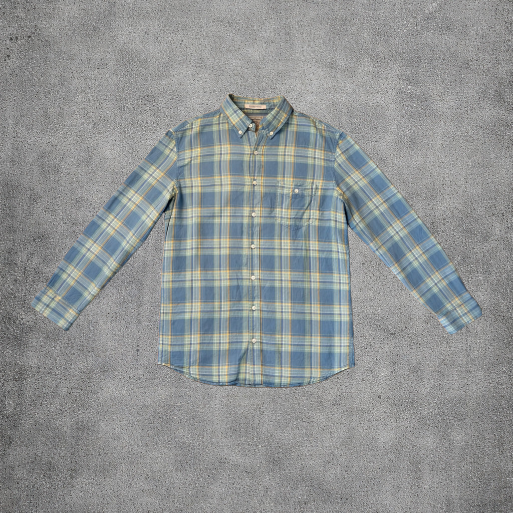 Chemise à carreaux bleu et jaune - L.L. Bean - Taille M