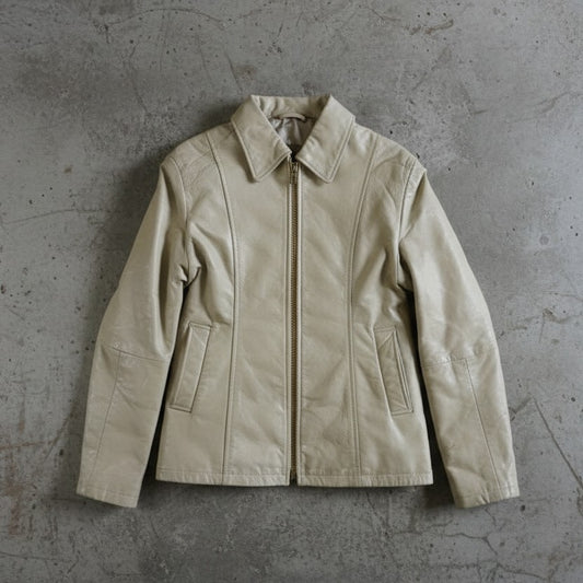 Veste en cuir crème – taille S