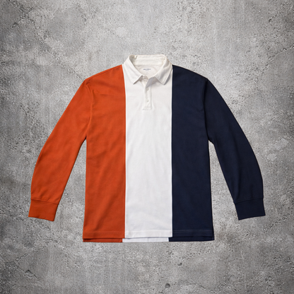 Polo manches longues bleu blanc orange - Arizona- Taille L