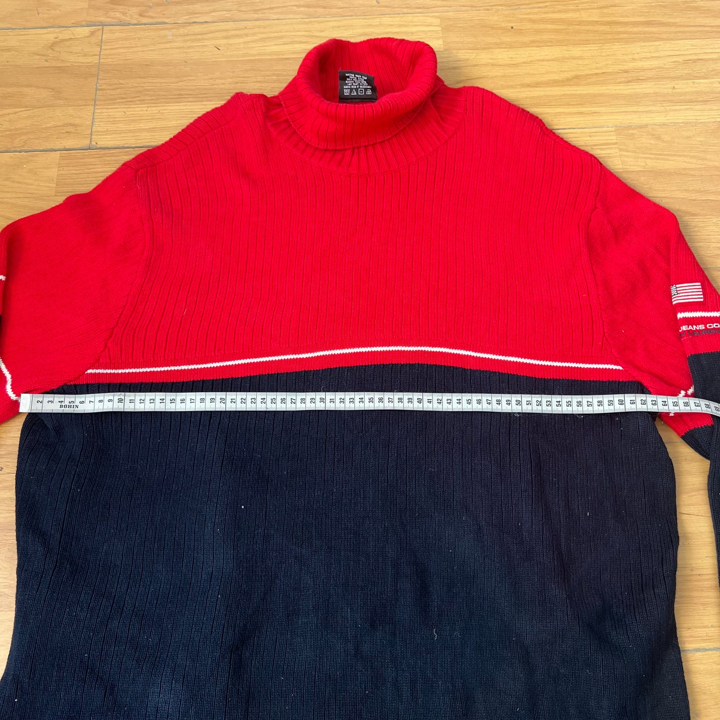 Pull col roulé rouge et bleu foncé Ralph Lauren – Taille XXL