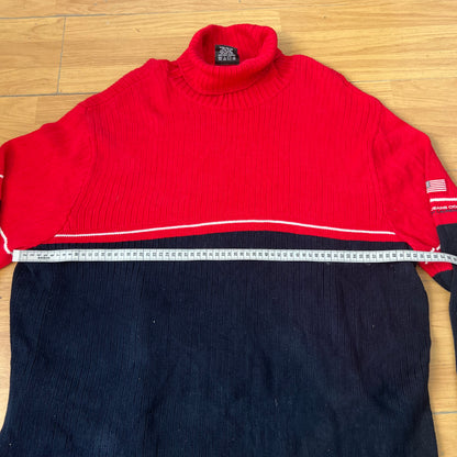 Pull col roulé rouge et bleu foncé Ralph Lauren – Taille XXL