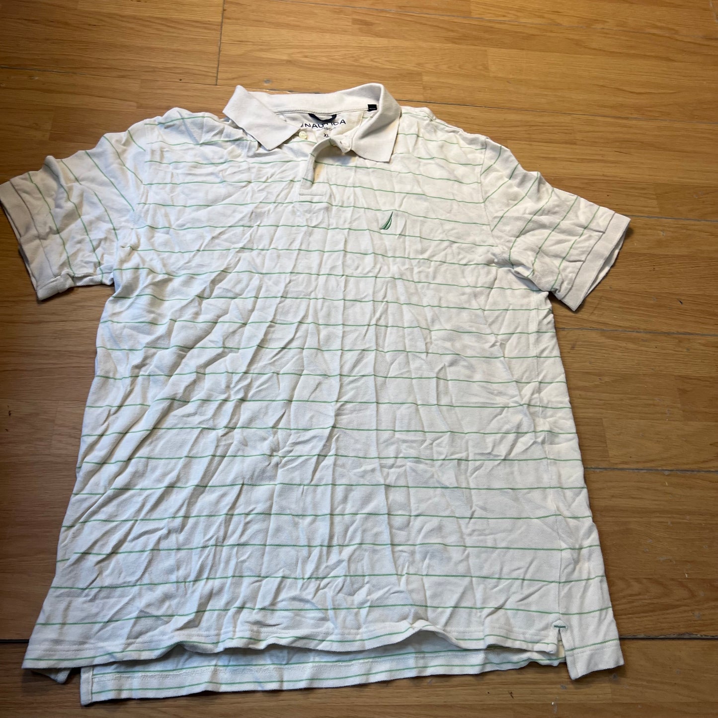 Polo crème à fines rayures vertes - Nautica - Taille XL