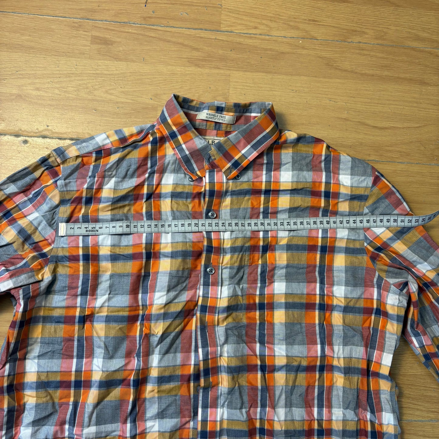 Chemise à carreaux oranges et gris - L.L. Bean - Taille L