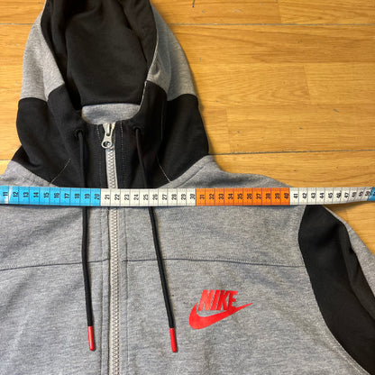 Sweat à capuche zippé gris, noir et rouge - Nike - Taille M