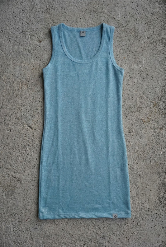 Robe courte bleu pailleté – taille S