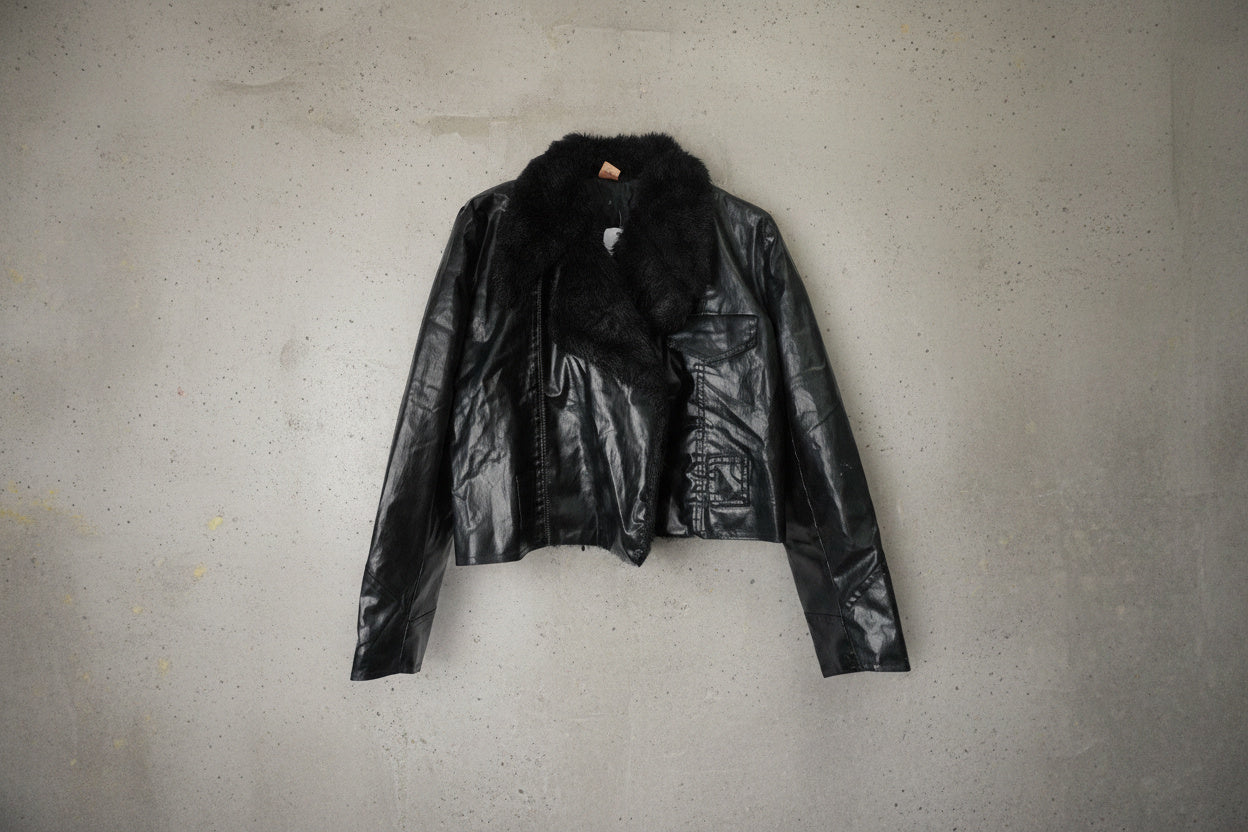 Veste en cuir noire cropped – taille M