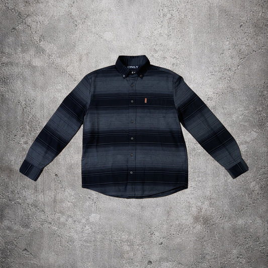 Chemise rayée noire et grise - Chaps - Taille L