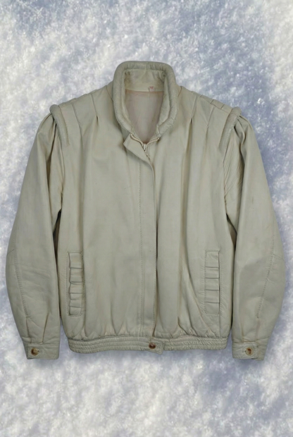 Bomber Cuir Crème - Taille M/L