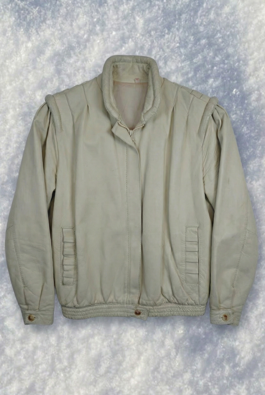 Bomber Cuir Crème - Taille M/L
